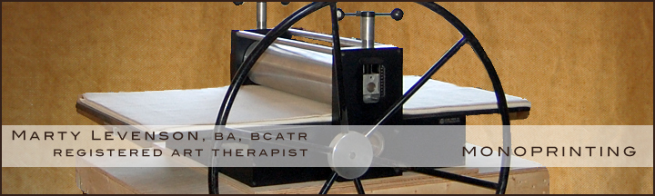 Marty Levenson's Bowen Island Art Therapy: information about printmaking and monoprinting in art therapy